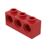 Технік брік 1x3 (3 отвори) - Red