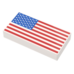 Тайл 1x2, прямокутник (прапор США) - White