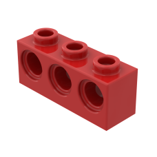 Технік брік 1x3 (3 отвори) - Red