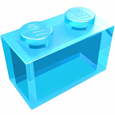 Брік 1x2 - Trans-Light Blue