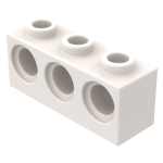 Технік брік 1x3 (3 отвори) - White