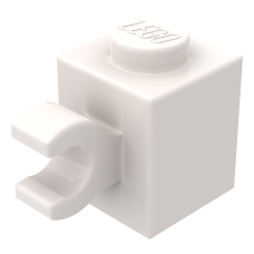Брік модифік. 1x1, кліп-горизонтальний - White