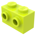 Брік модифік. 1x2, 2 стади з одного боку  - Lime