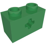 Технік брік 1x2 (під вісь) - Green